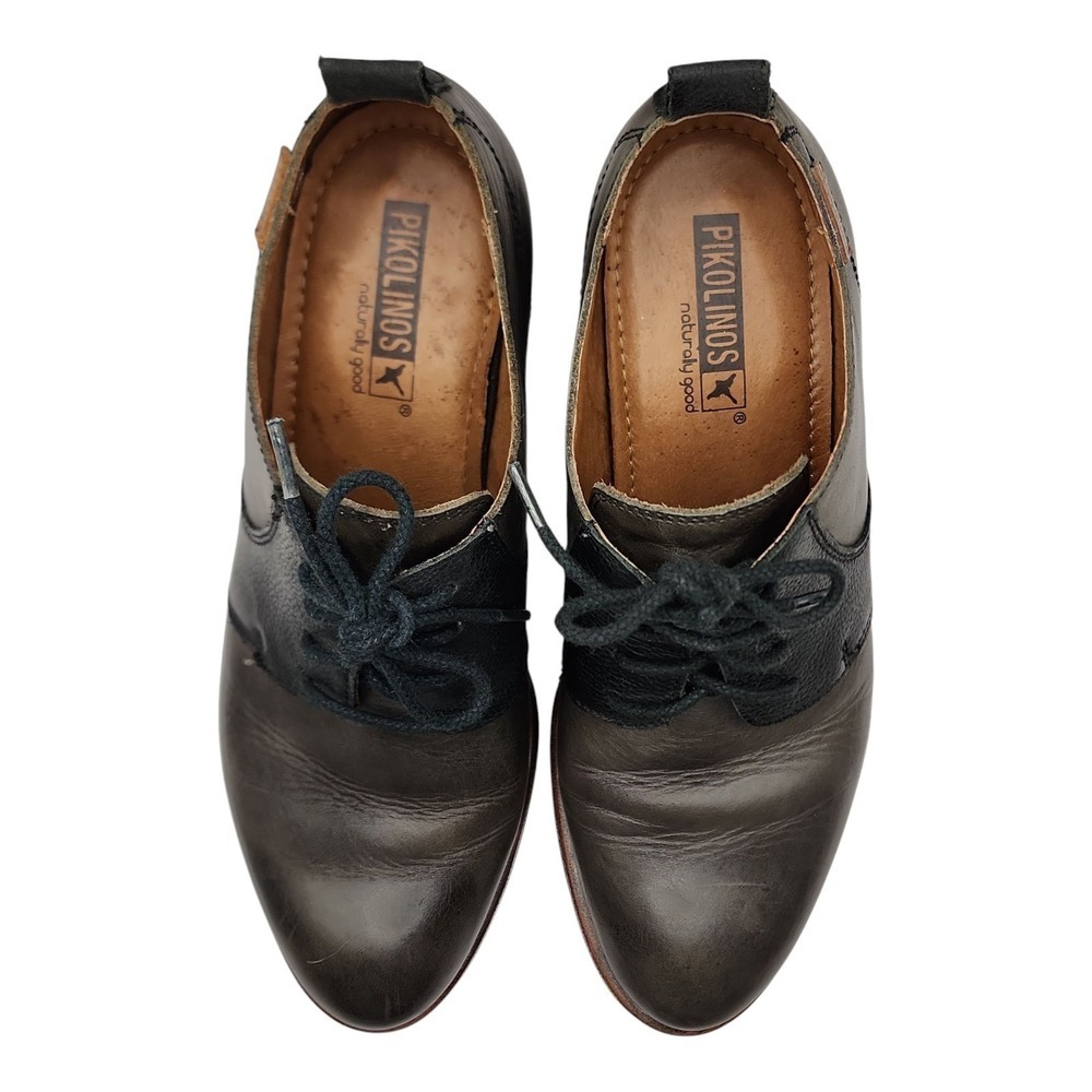 Pikolinos Gray Leather Oxford Heels Lace Up 6.5 Classic - Picture 8 of 12